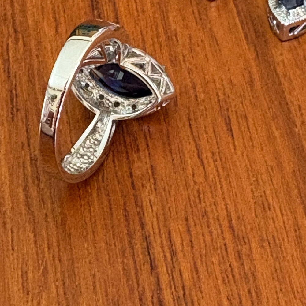 Macy's Silver And Blue Ring Set - image 5